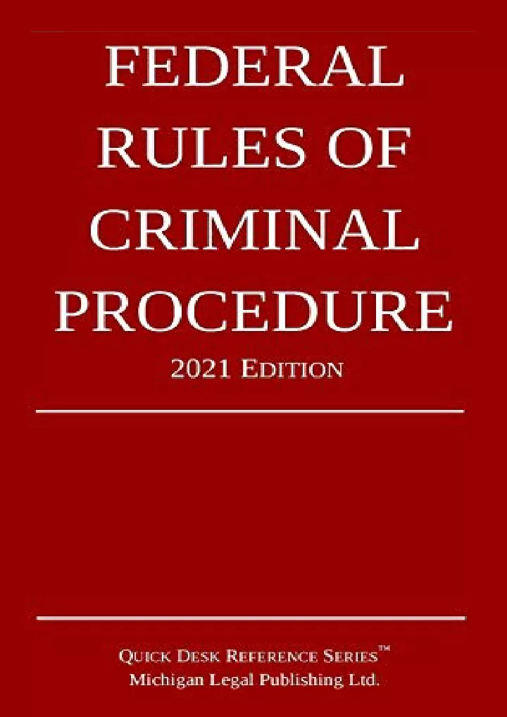 federal rules of criminal procedure 2021 edition