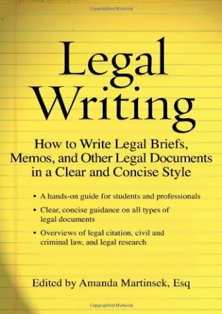 [PDF] DOWNLOAD EBOOK Legal Writing: How to Write Legal Briefs, Memos, and O