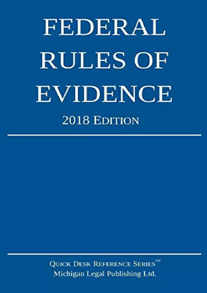 federal rules of evidence 2018 edition download