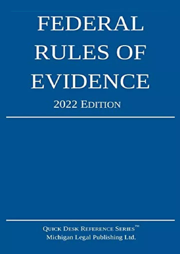 federal rules of evidence 2022 edition with