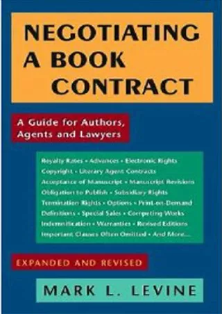 PDF KINDLE DOWNLOAD Negotiating a Book Contract: A Guide for Authors, Agent