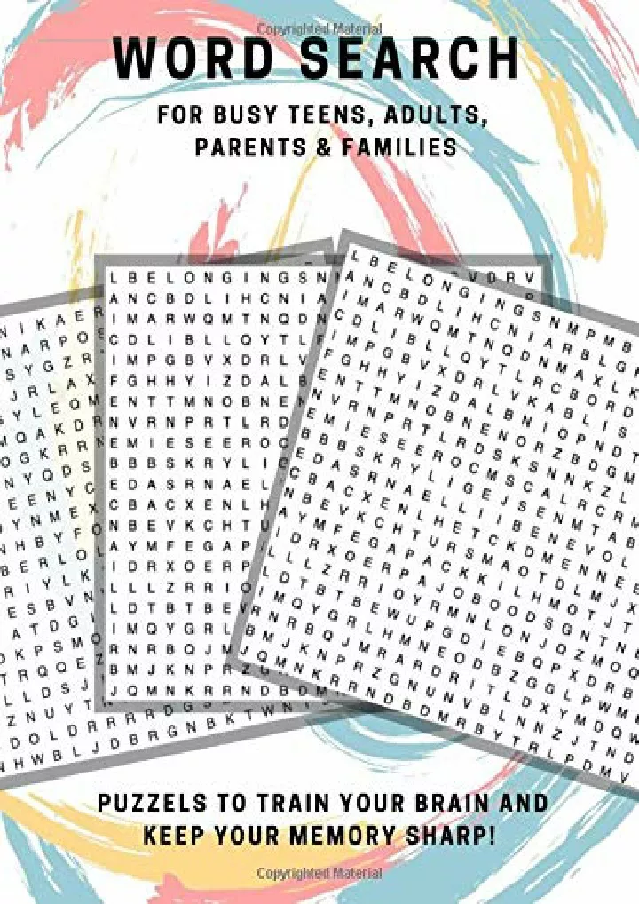 word search for busy teens adults parents