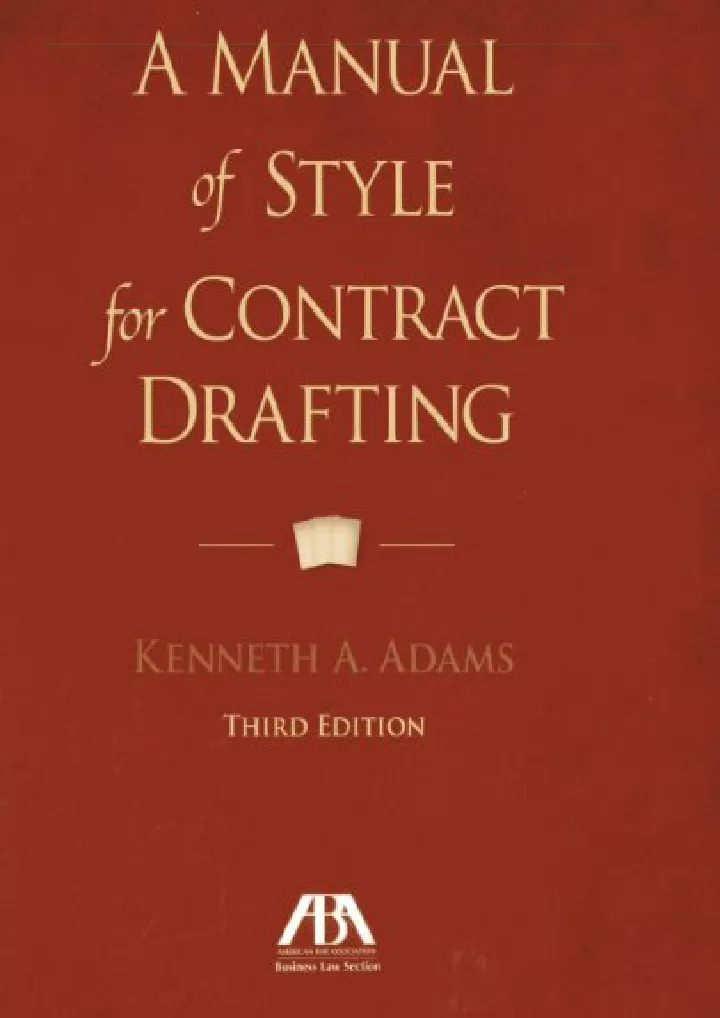 a manual of style for contract drafting download
