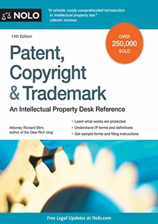 PDF KINDLE DOWNLOAD Patent, Copyright & Trademark: An Intellectual Property