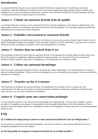 Les astuces pour conserver votre saucisson brioché de Lyon plus longtemps