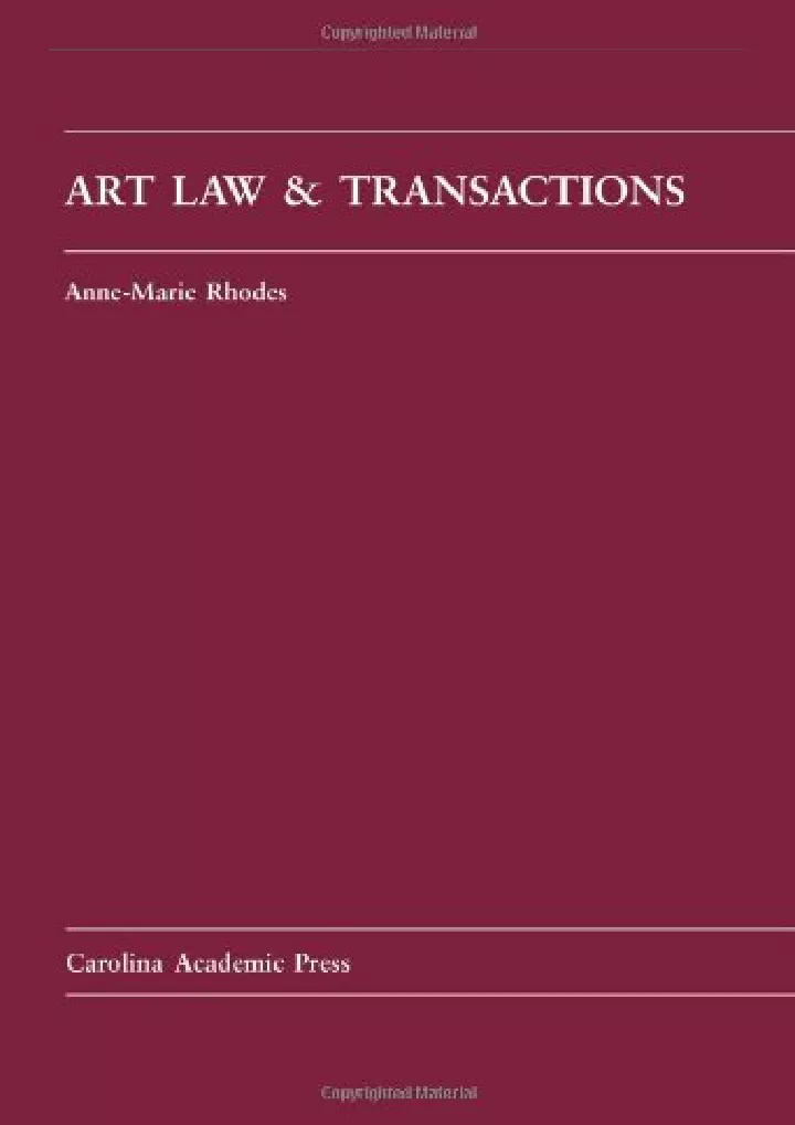 art law transactions carolina academic press