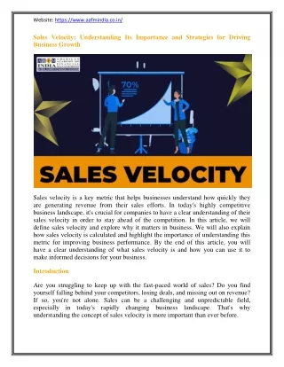 Importance of Understanding Sales Velocity for Improving Business Performance