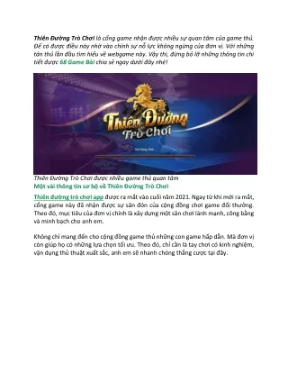 Thien Duong Tro Choi – Cong Game Bai Doi Thuong Chat Luong 2023