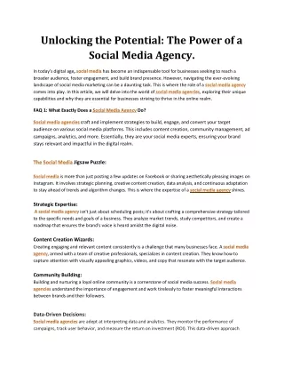 social Media Agency