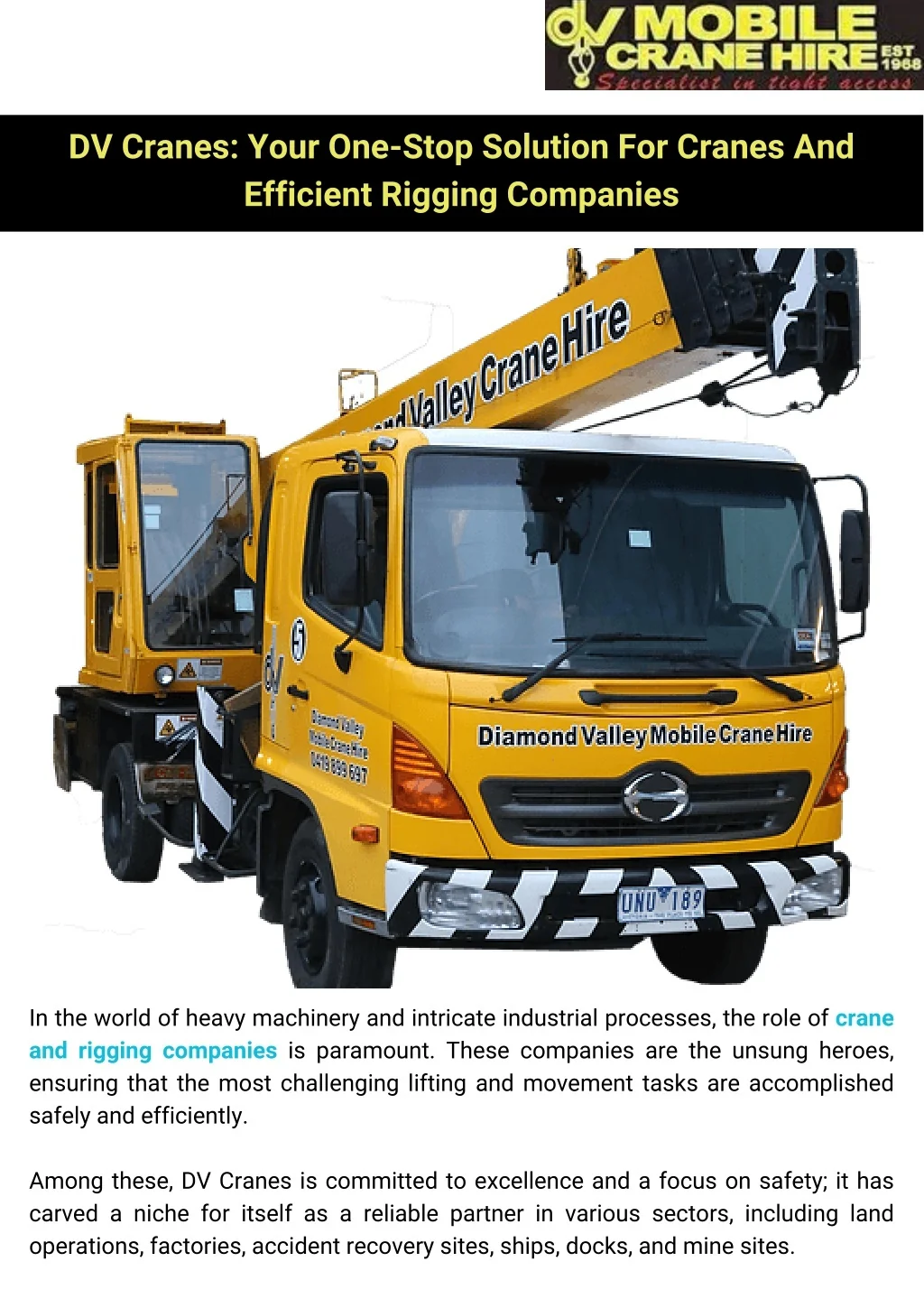 PPT - DV Cranes Your One-Stop Solution For Cranes And Efficient Rigging ...