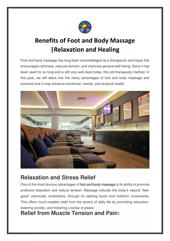 benefits of foot and body massage relaxation