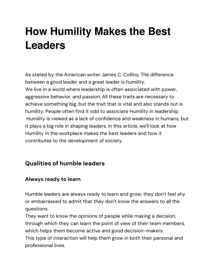 how humility makes the best leaders