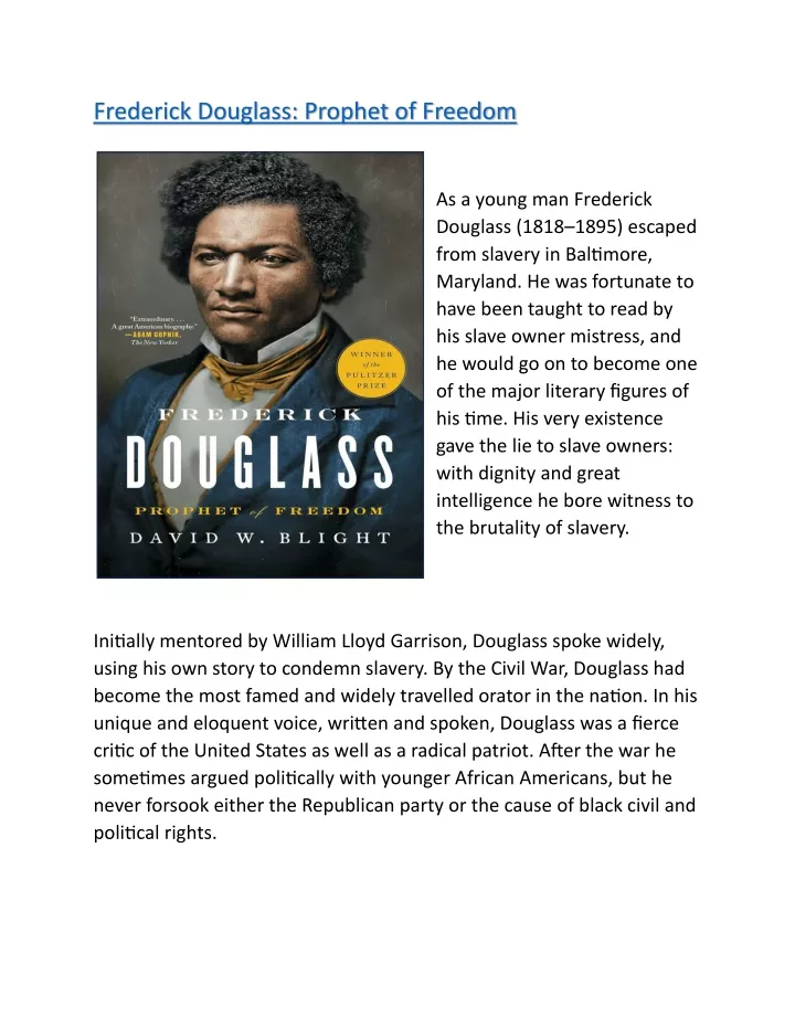 frederick douglass prophet of freedom