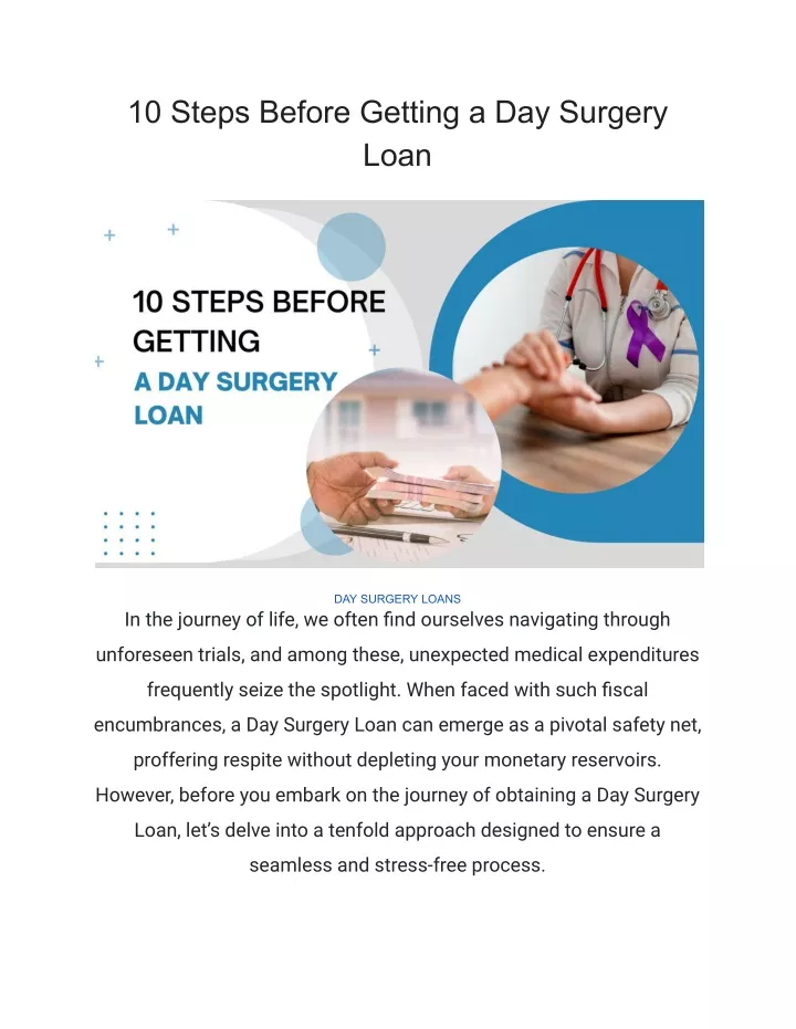 10 steps before getting a day surgery loan