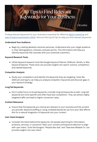 Top 10 Tips To Find Relevant  Keywords for Your Business