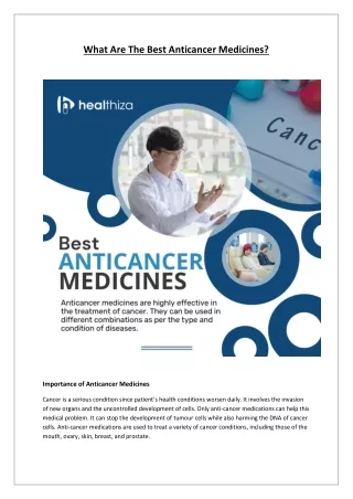 What Are The Best Anticancer Medicines?