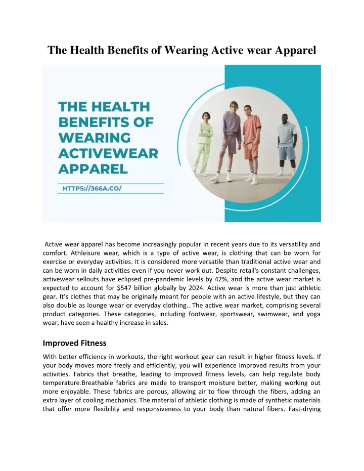 the health benefits of wearing active wear apparel