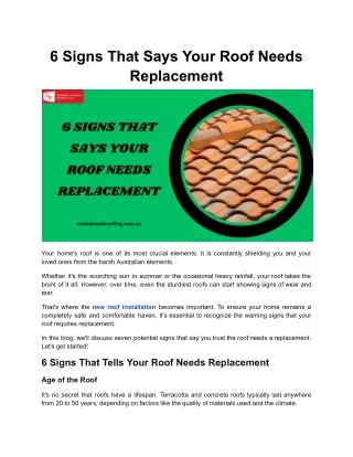 6 Signs That Says Your Roof Needs Replacement