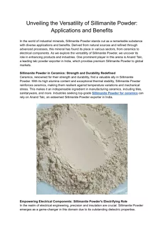 Unveiling the Versatility of Sillimanite Powder_ Applications and Benefits