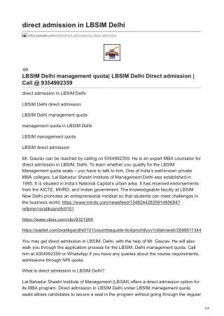 LBSIM Delhi management quota LBSIM Delhi Direct admission  Call @ 9354992359-sites.google.com-direct admission in LBSIM