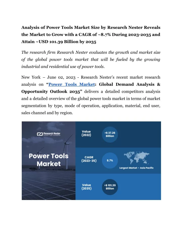 analysis of power tools market size by research