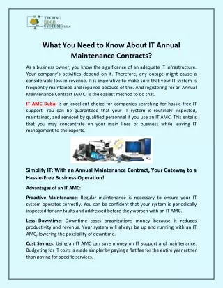 what you need to know about it annual maintenance