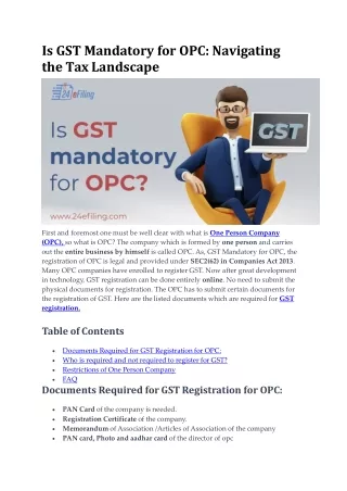 is gst mandatory for opc navigating the tax landscape