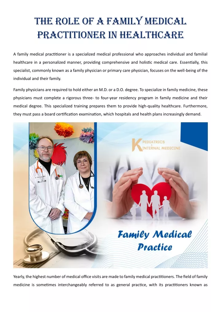 the role of a family medical practitioner