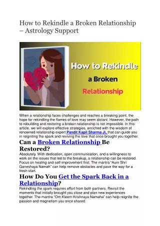 How to Rekindle a Broken Relationship