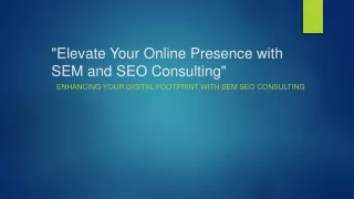 Elevate Your Online Presence with SEM and SEO Consulting