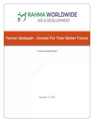 Yemen Sadaqah - Donate For Their Better Future