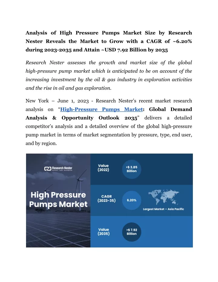 analysis of high pressure pumps market size