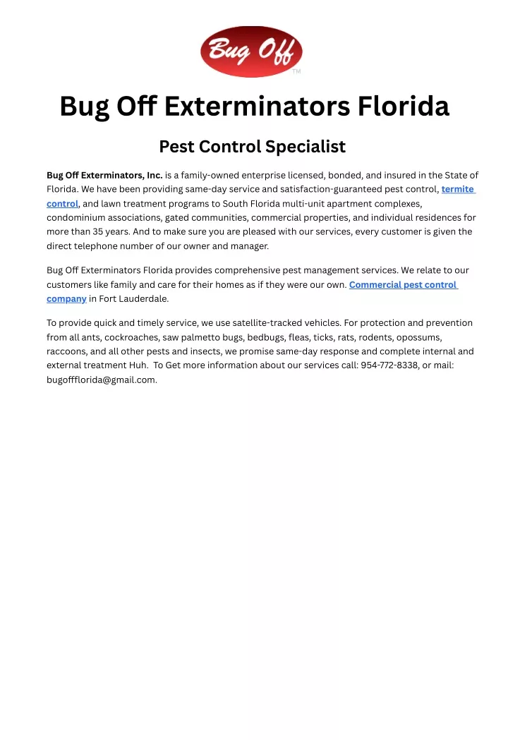 bug o exterminators florida