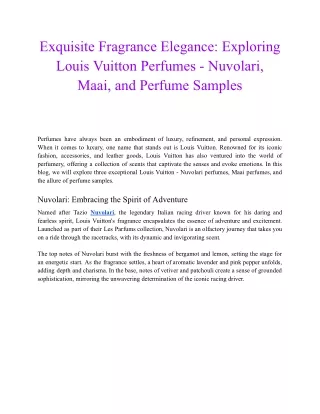 Louis Vuitton Perfumes - A Deep Dive into Nuvolari, Maai, and Sample Collections