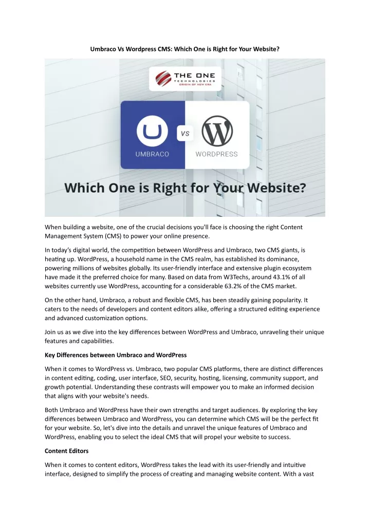 umbraco vs wordpress cms which one is right