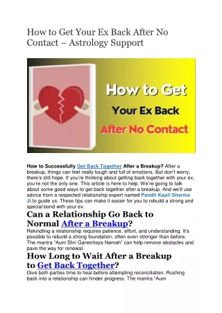 How to Get Your Ex Back After No Contact