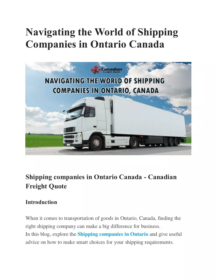navigating the world of shipping companies