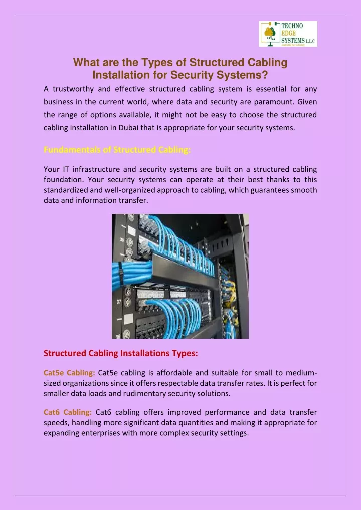 what are the types of structured cabling