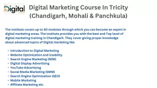 Digital Marketing Course In Tricity (Chandigarh, Mohali & Panchkula)