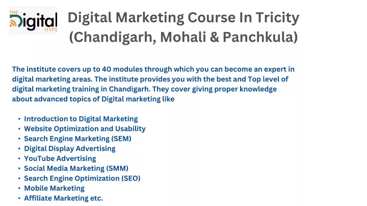 digital marketing course in tricity chandigarh