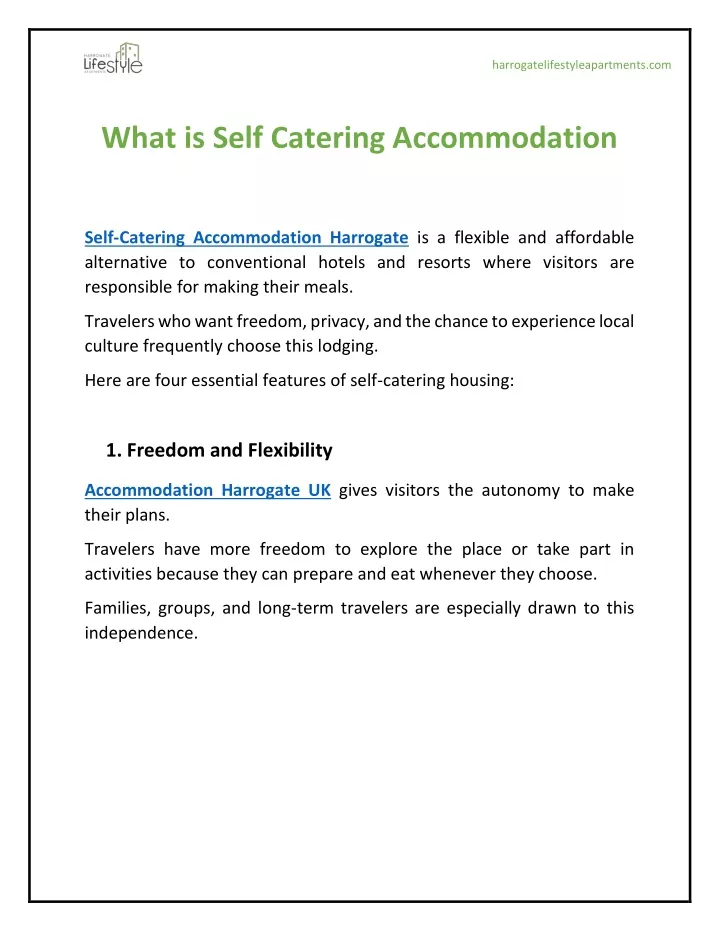 what is self catering accommodation