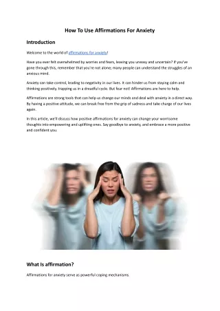 how to use affirmations for anxiety
