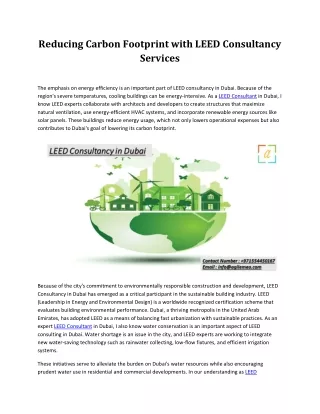 Reducing Carbon Footprint with LEED Consultancy Services