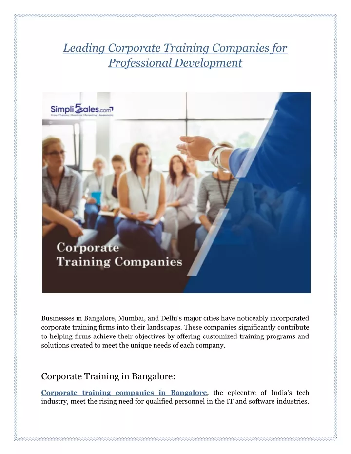 leading corporate training companies