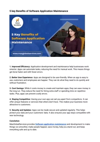 5 key benefits of software application maintenance