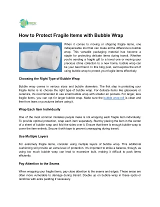 How to Protect Fragile Items with Bubble Wrap