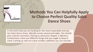 Methods You Can Helpfully Apply to Choose Perfect Quality Salsa Dance Shoes