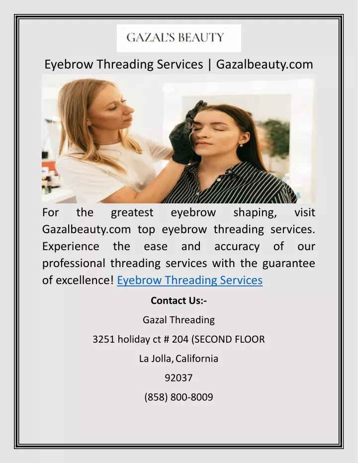 eyebrow threading services gazalbeauty com