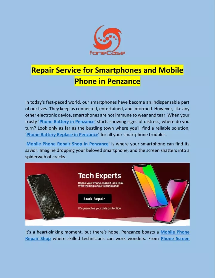 repair service for smartphones and mobile phone