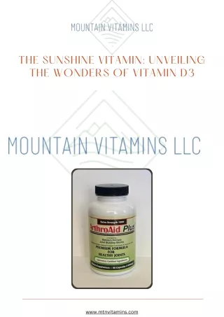 The Sunshine Vitamin Unveiling the Wonders of Vitamin D3